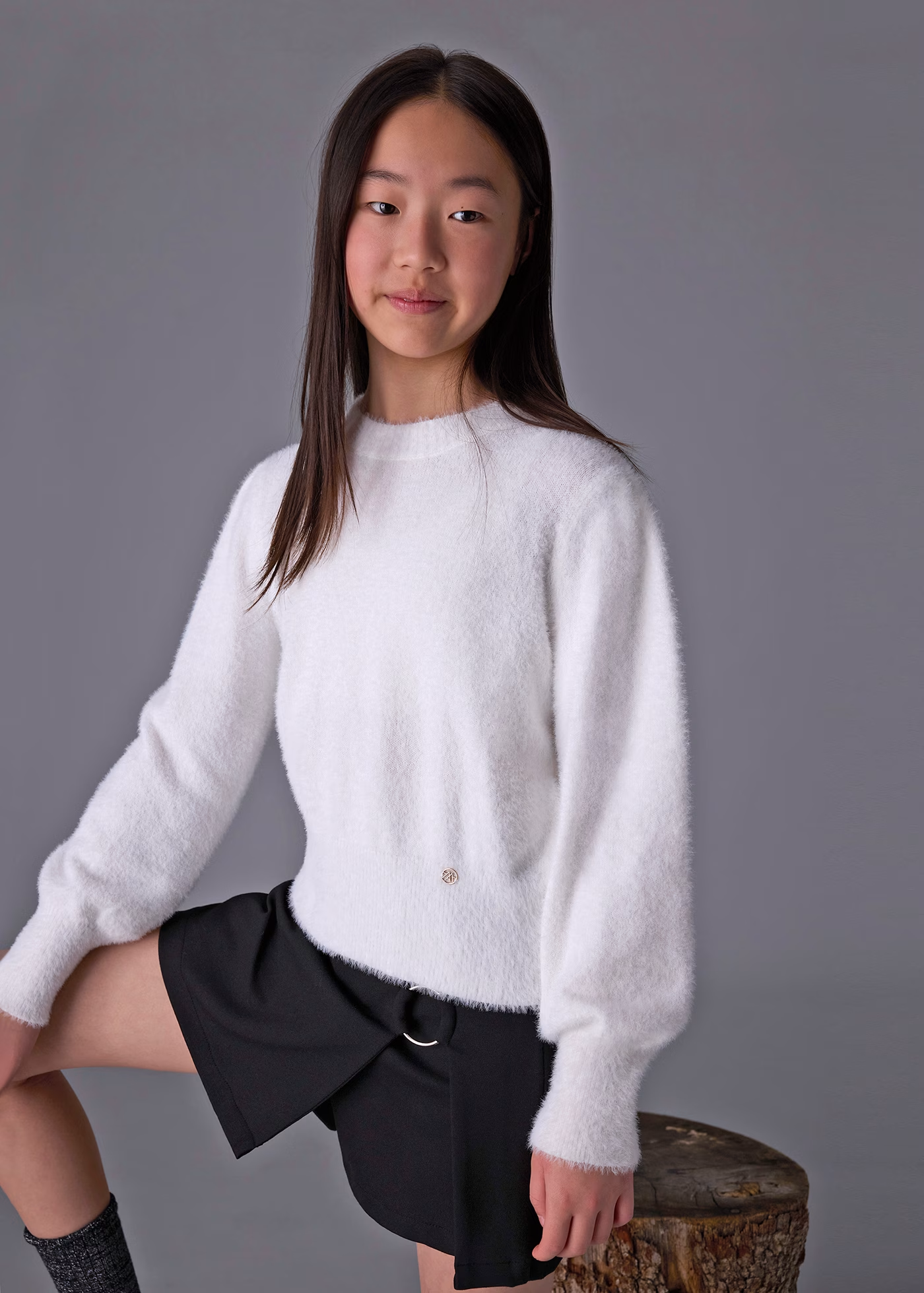 Faux Fur Sweater - White
