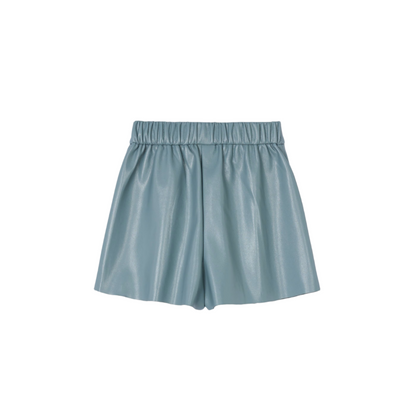 Pleat Leather Shorts - Sage