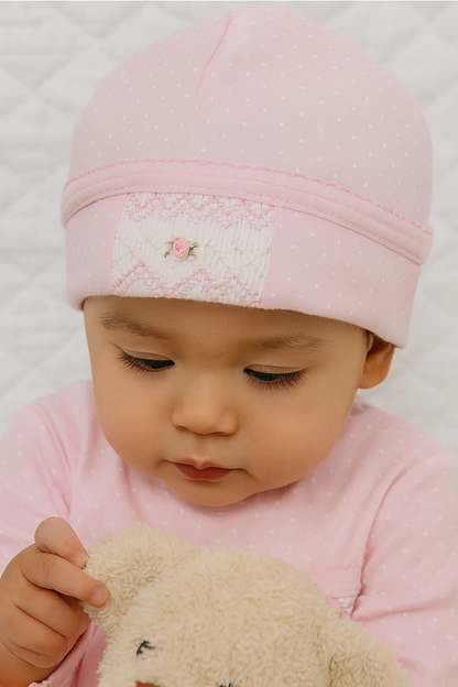 Pink Dots Smocked Hat