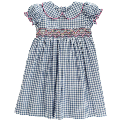 Denim Gingham W/ Pink Geo Dress