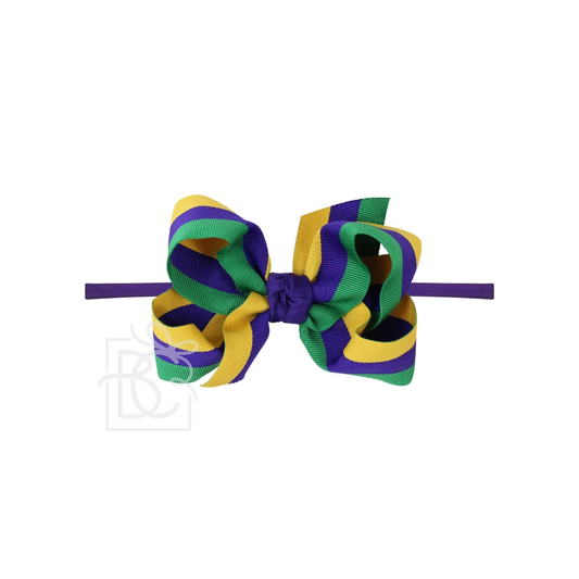 Mardi Gras Stripe Bow - 1/4" Headband