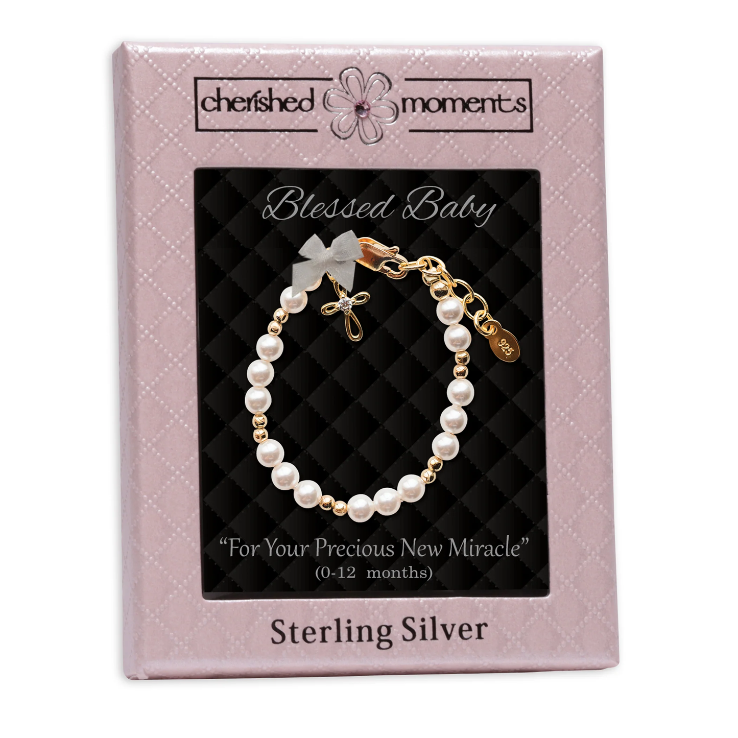 Blessed Baby Cross Pearl Bracelet