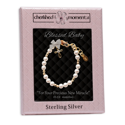 Blessed Baby Cross Pearl Bracelet
