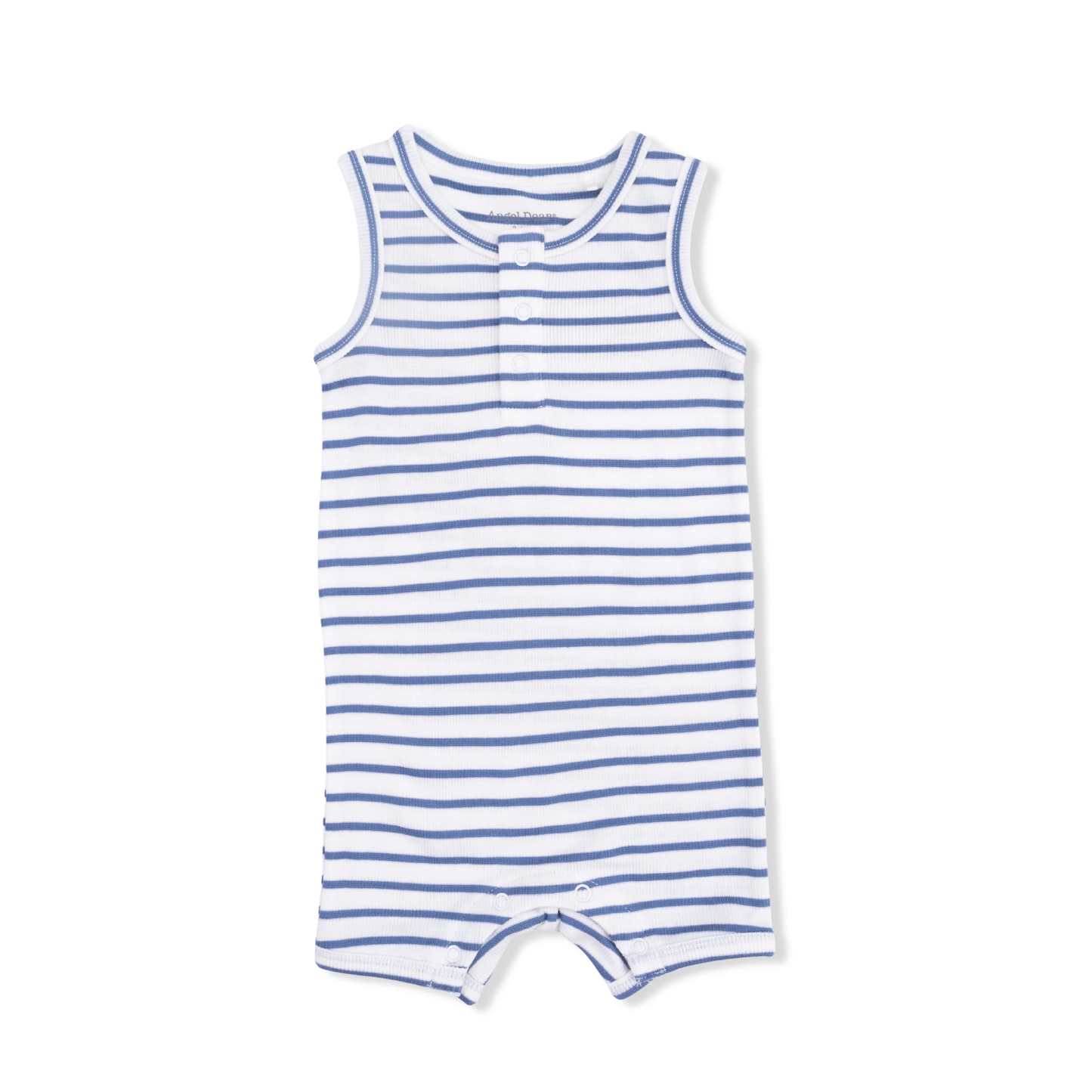 Henley Shortie Romper - Navy Stripe