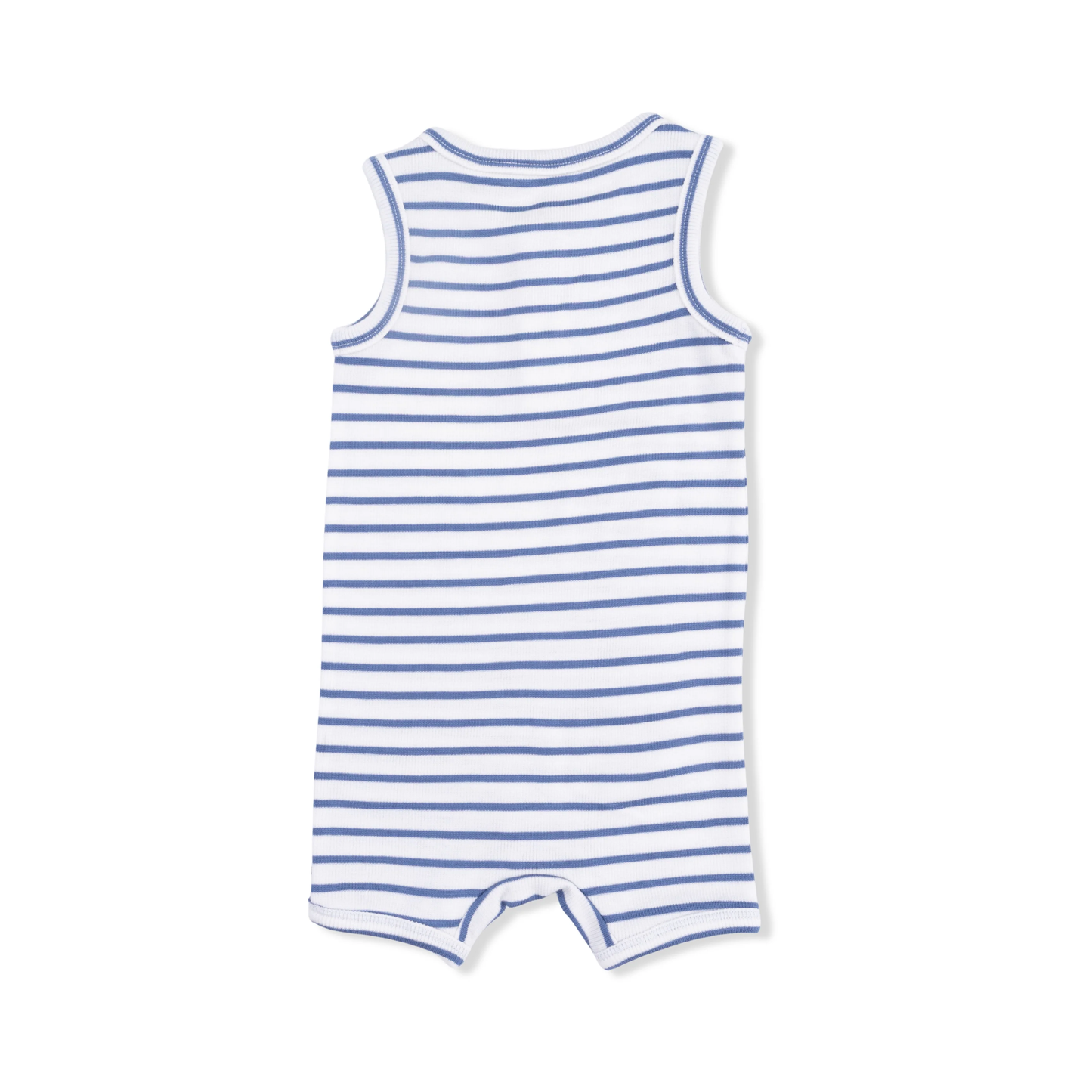 Henley Shortie Romper - Navy Stripe