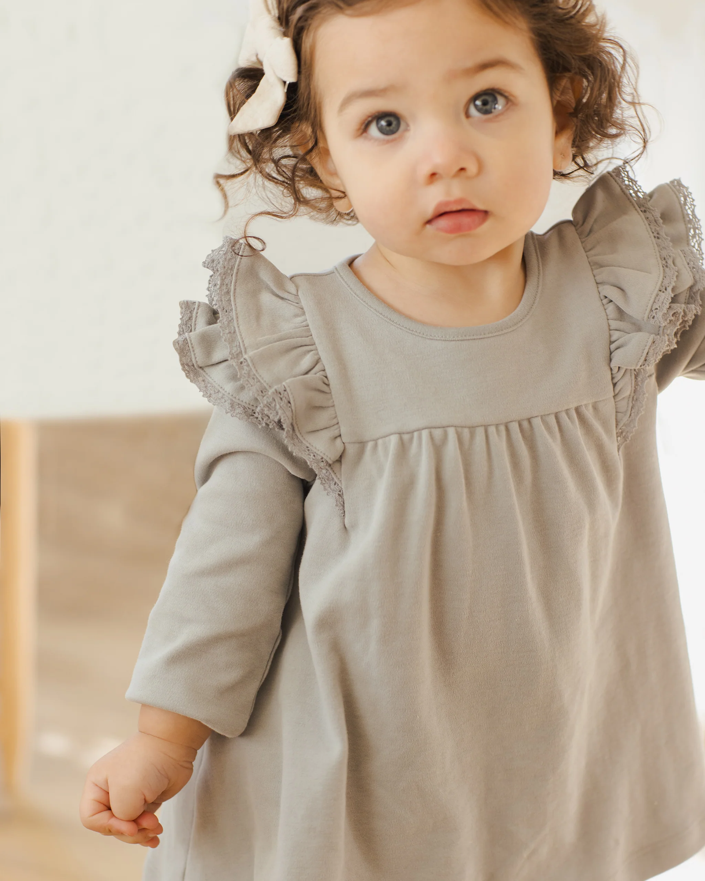 L/S Flutter Dress - Steel Blue