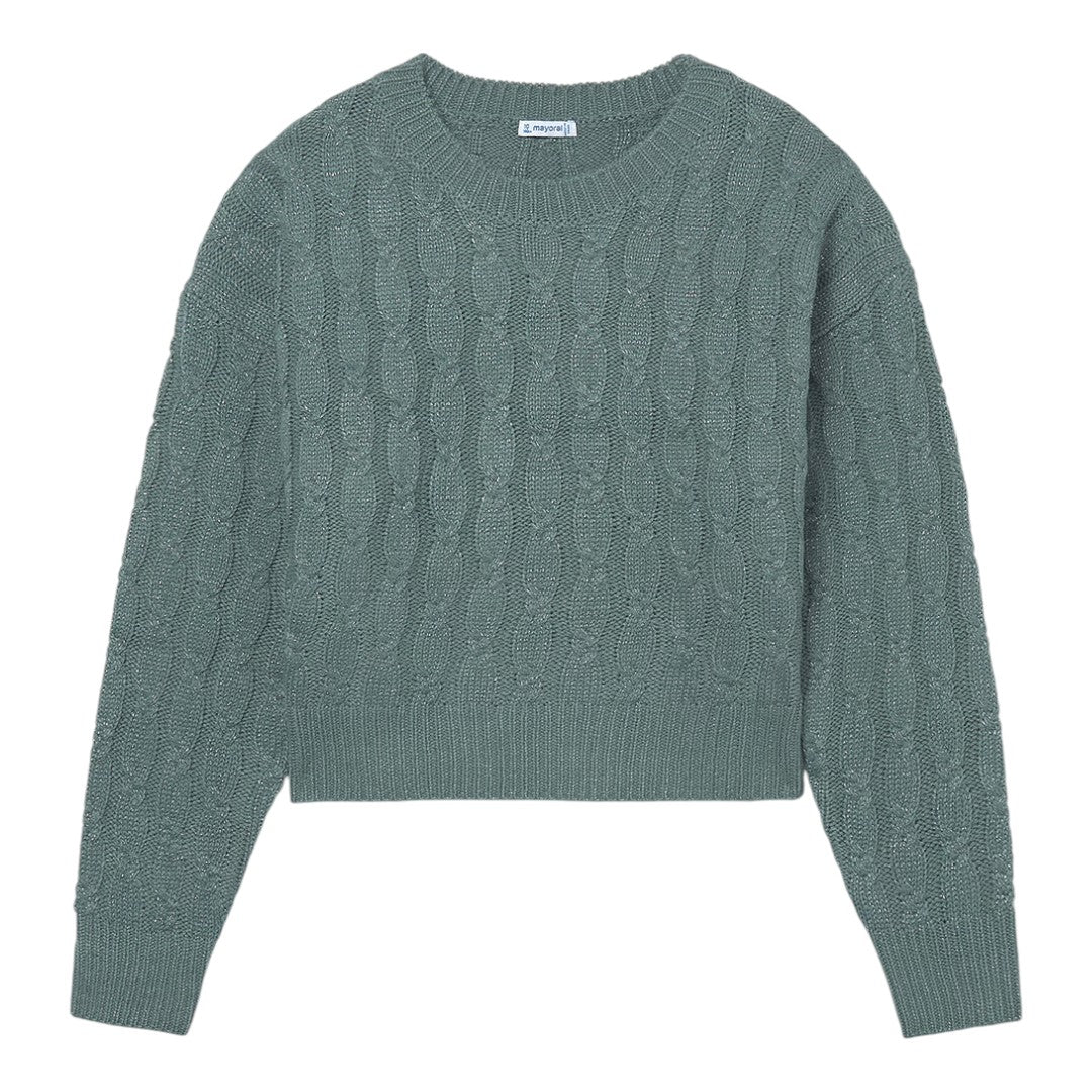 Braided Knit Sweater - Eucalyptus