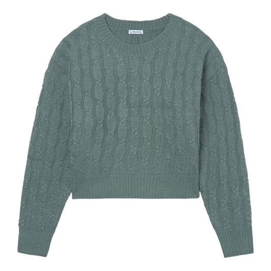 Braided Knit Sweater - Eucalyptus