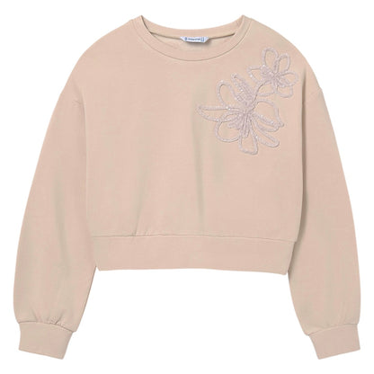 Flower Sweatshirt - Tan