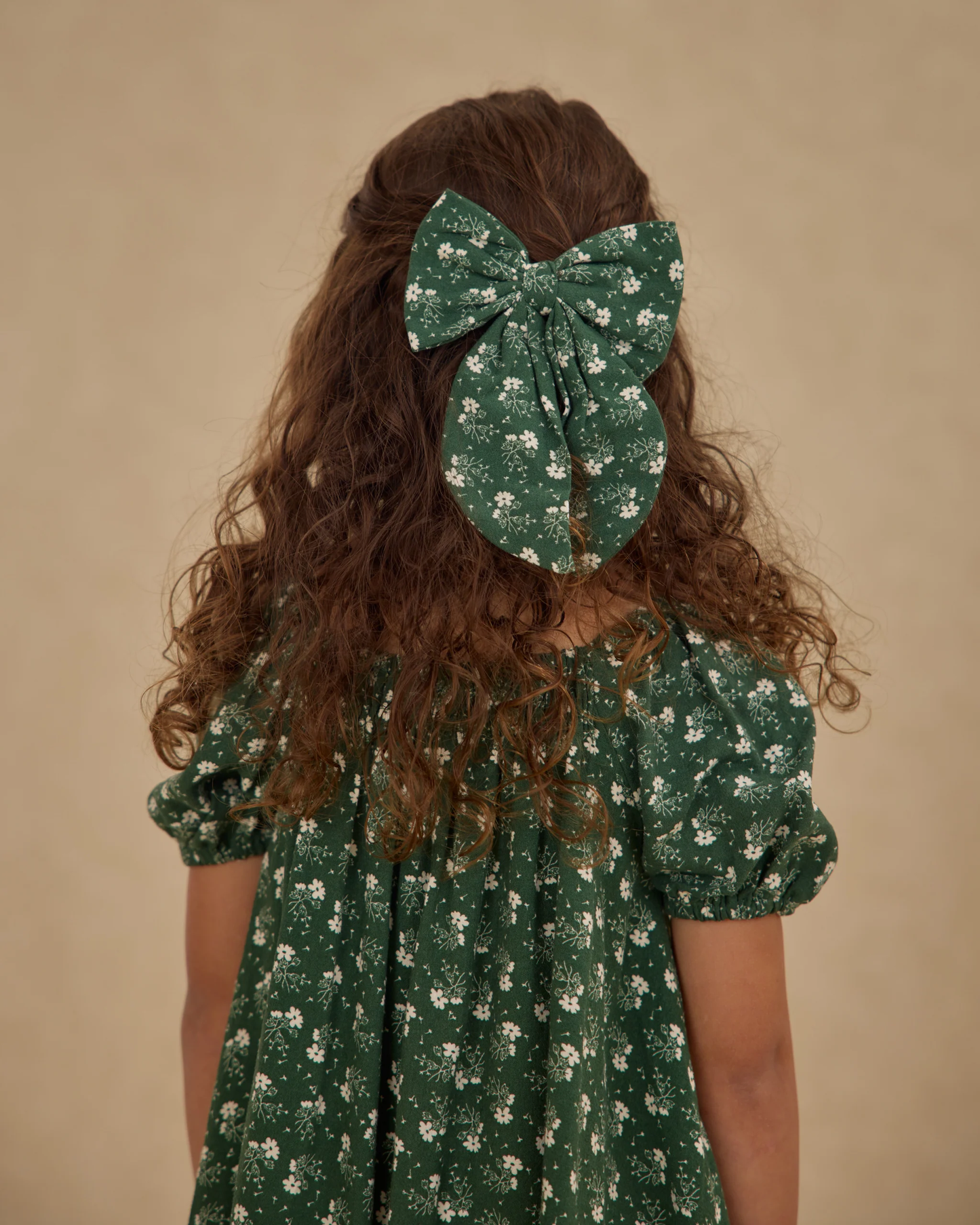 Oversized Bow - Green Ditsy