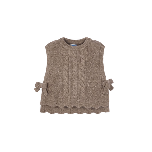 Knit Side Bows Vest - Taupe
