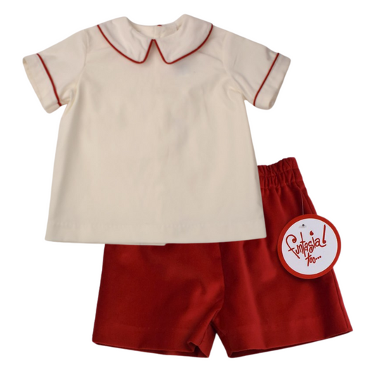 Red & White Short Set