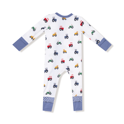 Mini Tractors 2 Way Zip Romper