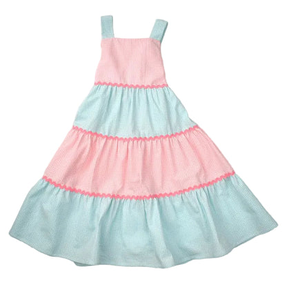 Tiered Dress - Pink & Green