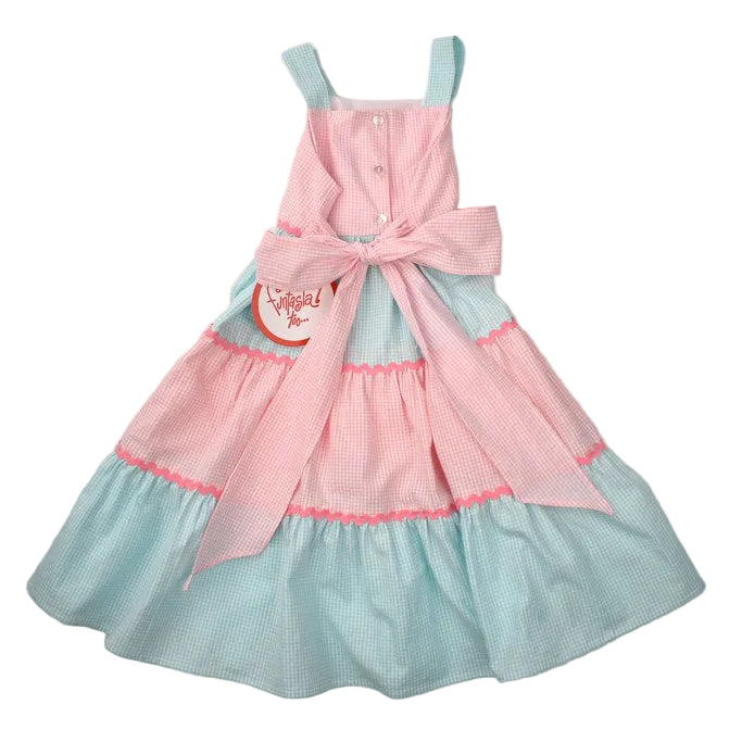 Tiered Dress - Pink & Green