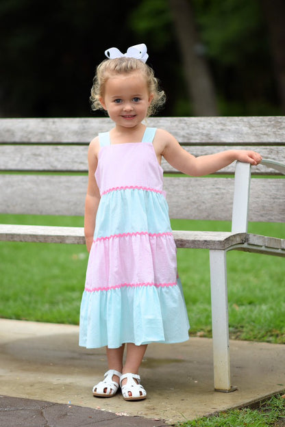 Tiered Dress - Pink & Green