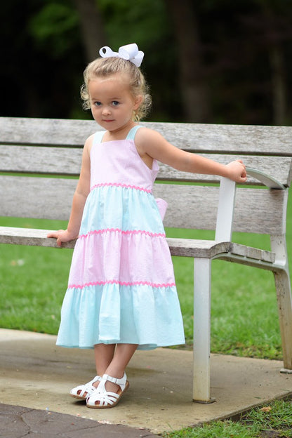 Tiered Dress - Pink & Green