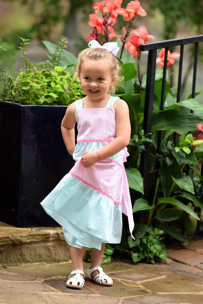 Tiered Dress - Pink & Green