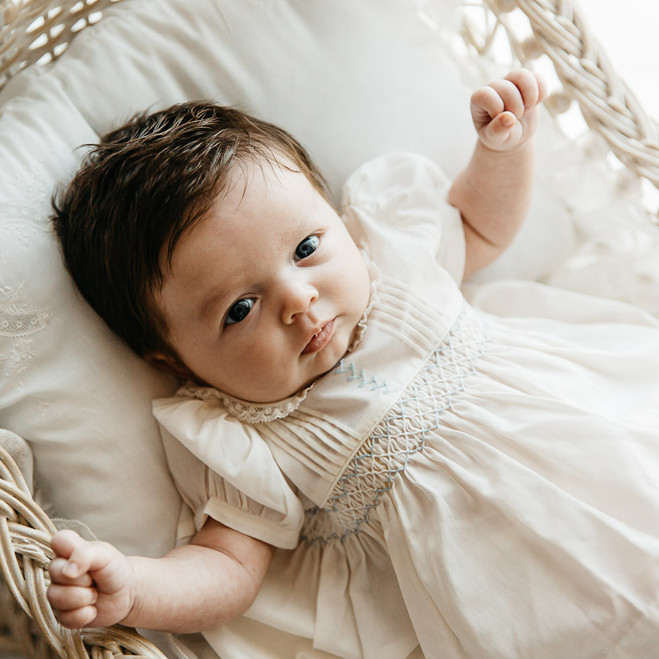 Vintage Smocked Dress - Ivory