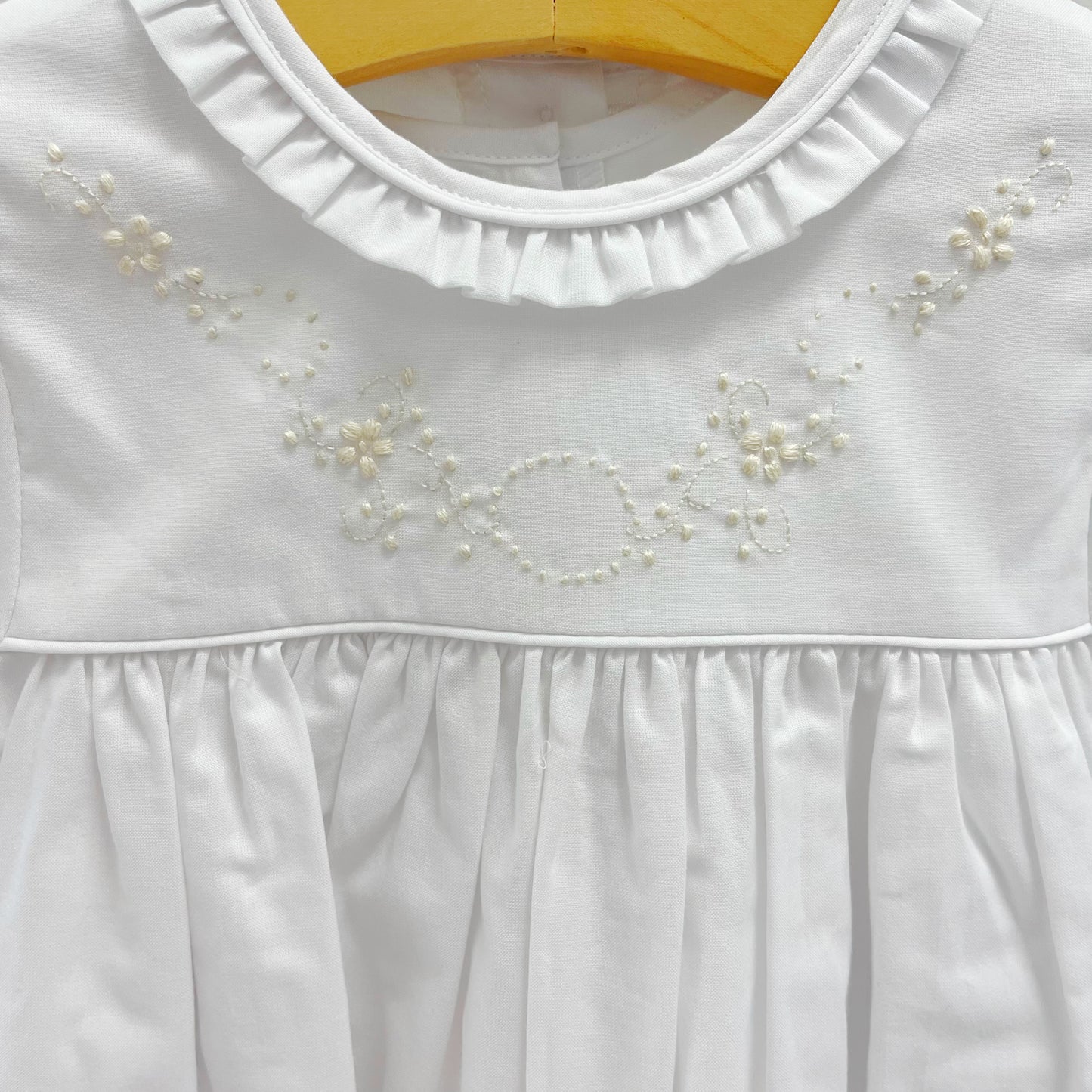 Wht/Ecru Dot Christening Gown
