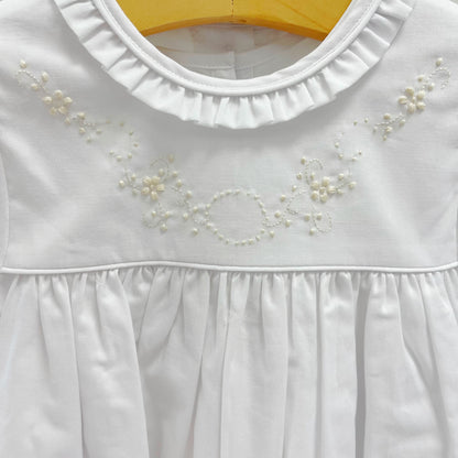 Wht/Ecru Dot Christening Gown