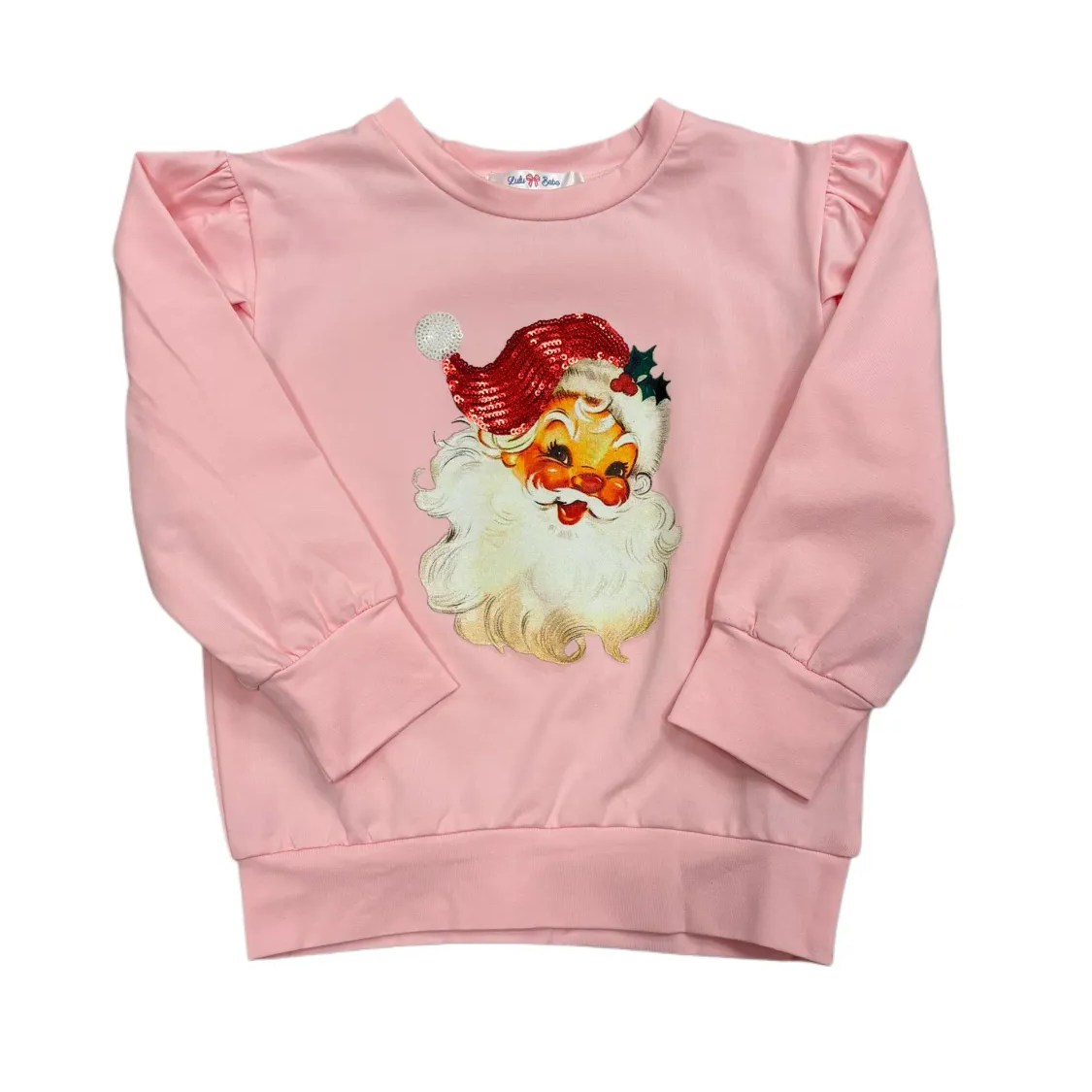 Lt. Pink Sequin Santa L/S Top