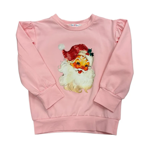 Lt. Pink Sequin Santa L/S Top
