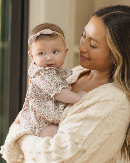 Collared Romper - Mauve Ditsy