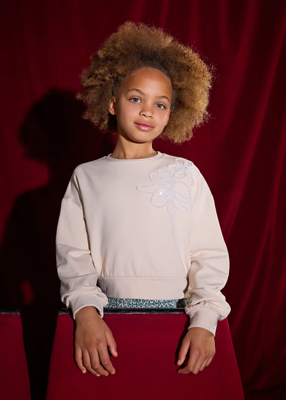 Flower Sweatshirt - Tan