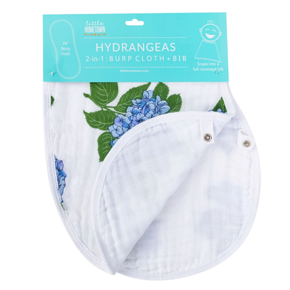 Burp Cloth & Bib: Hydrangeas