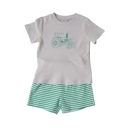 Tractor Embroidered Short Set
