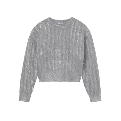 Braided Knit Sweater - Silver