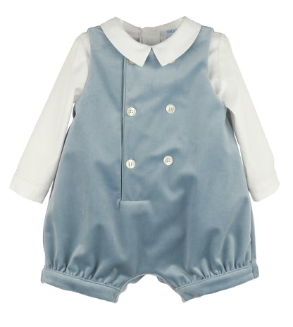 Deluxe Velvet Boy Romper - Blue