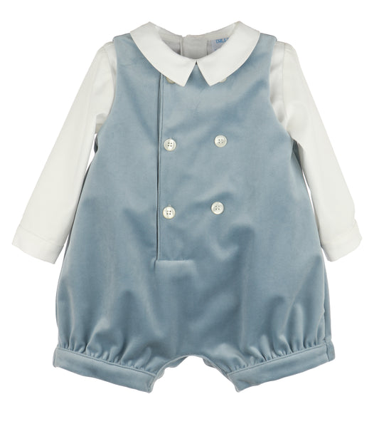 Deluxe Velvet Boy Romper - Blue