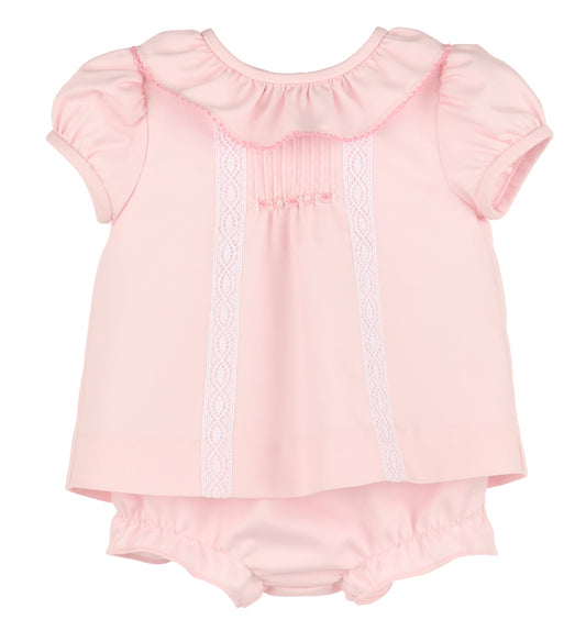 Pintucks Lace Bishop - Pink