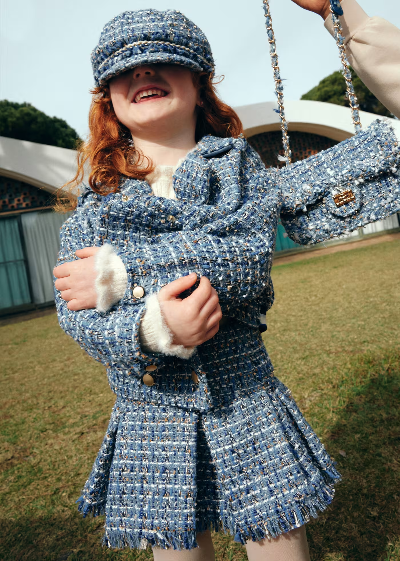 Tweed Skirt - Sky Blue
