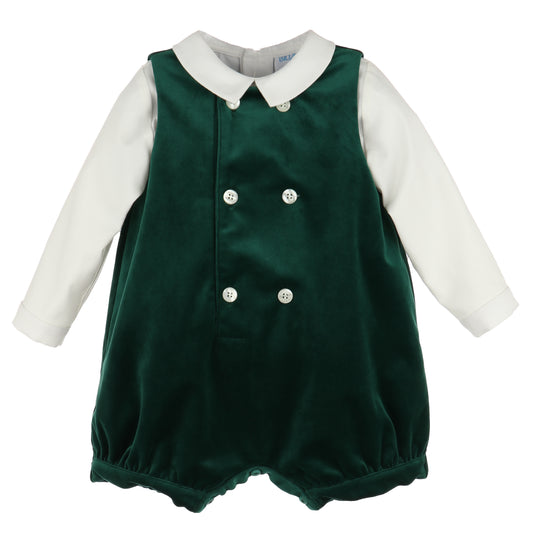 Deluxe Velvet Boy Romper - Green