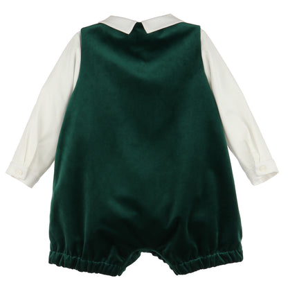 Deluxe Velvet Boy Romper - Green