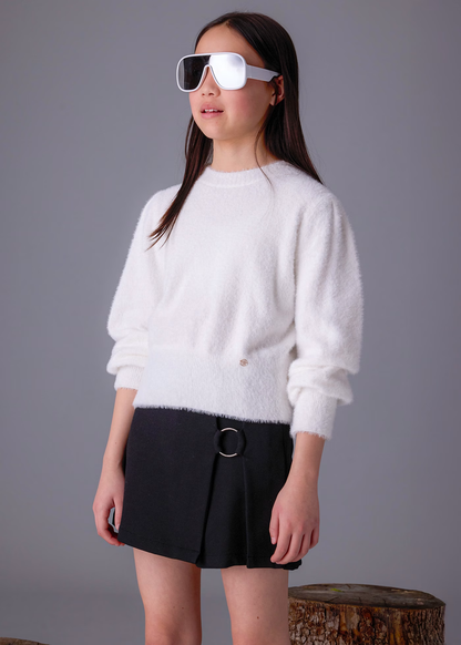 Faux Fur Sweater - White