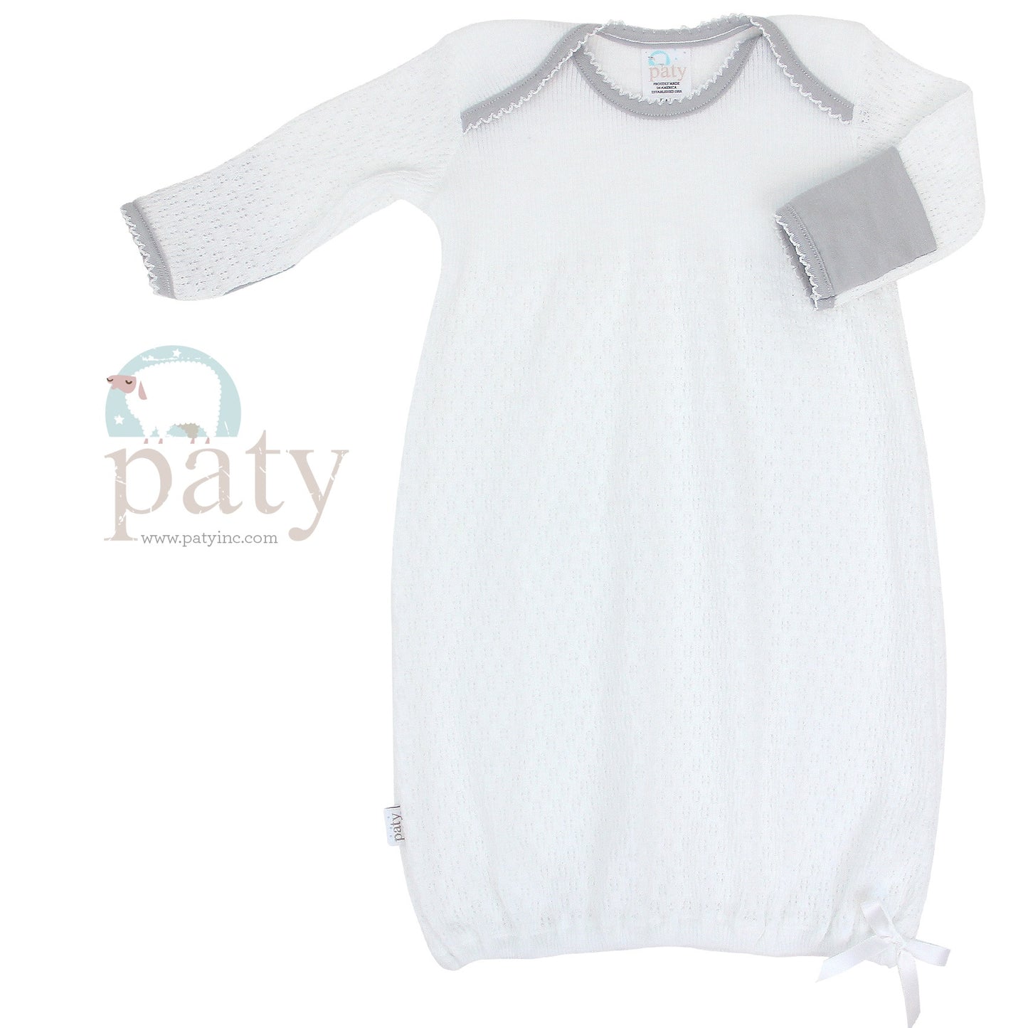 White Knit Gown w/ Trim - 115J
