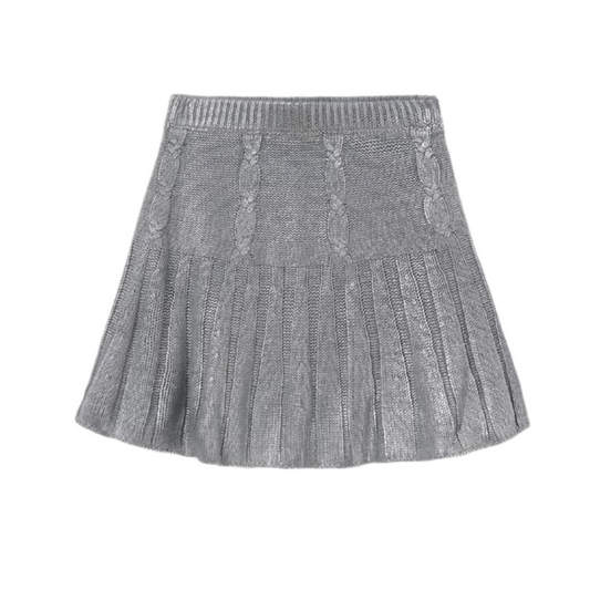 Girls Knit Skirt - Silver
