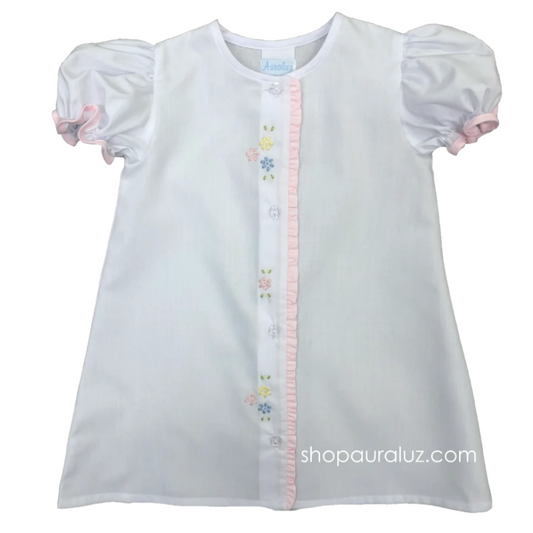 White/Pink Flower Emb. Daygown