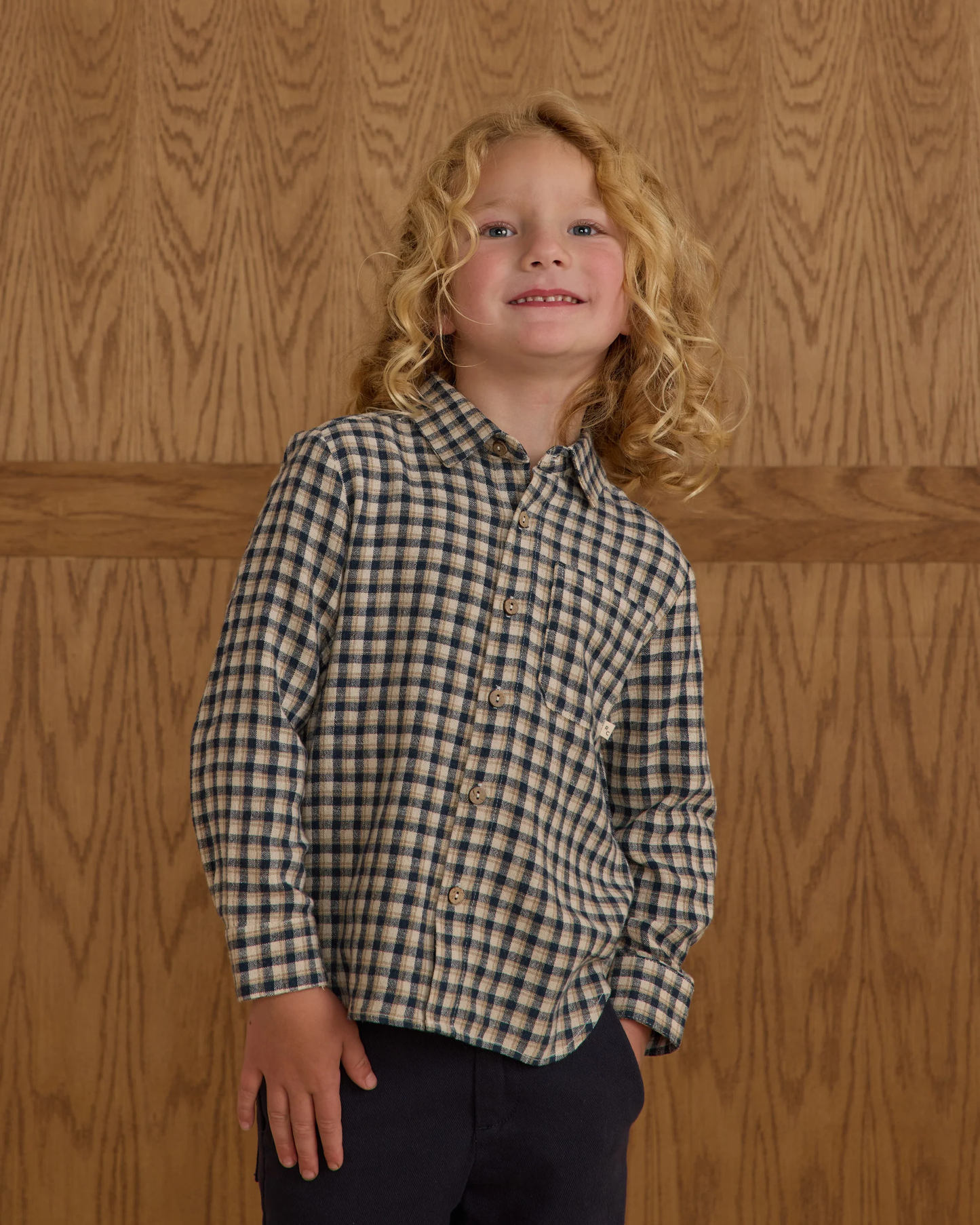 Collared L/S Shirt - Navy Check