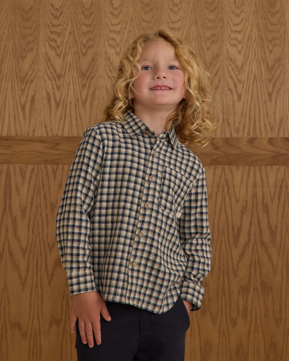 Collared L/S Shirt - Navy Check