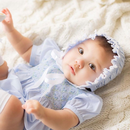 Diamond Smocked Rosebud Bubble