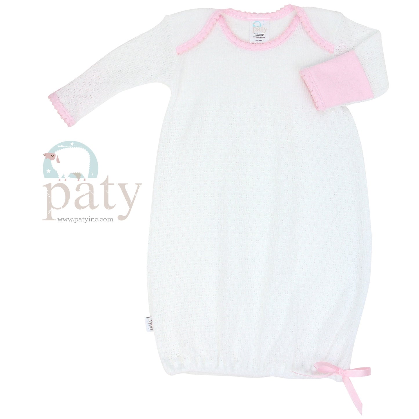 White Knit Gown w/ Trim - 115J