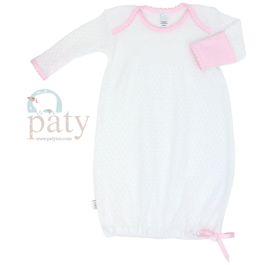 White Knit Gown w/ Trim - 115J