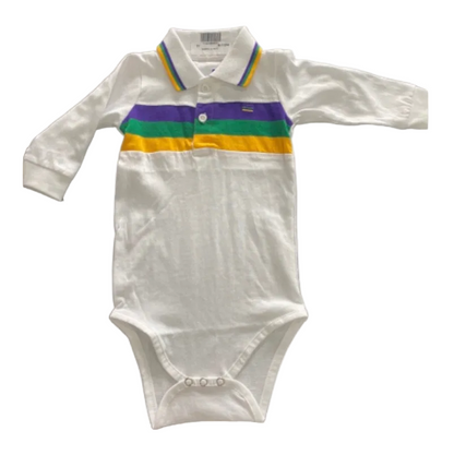 Mardi Gras Stripe L/S Onesie
