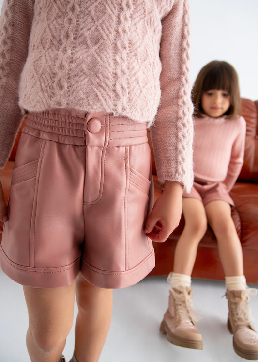 Faux Leather Shorts - Rose