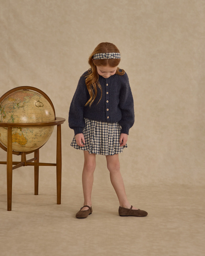 Pleated Mini Skirt - Navy Check